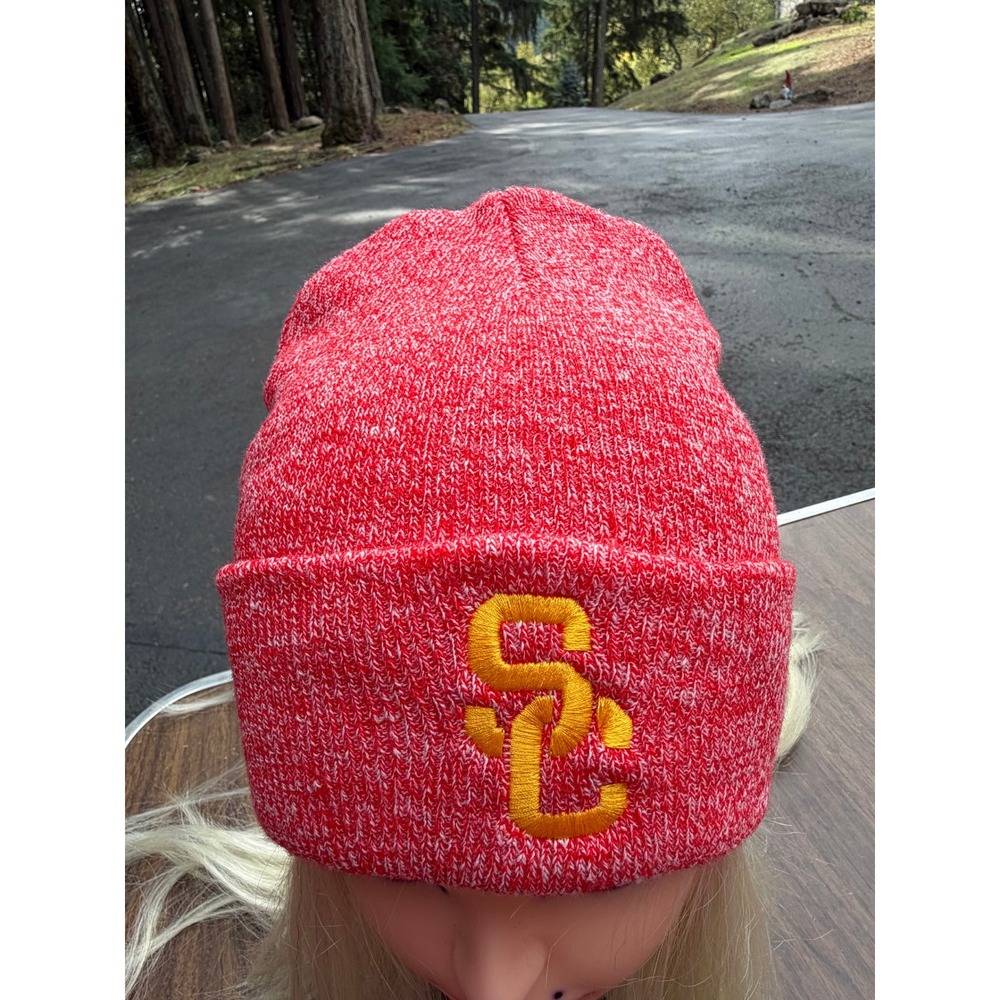 USC Trojans Legacy Knit Cuffed Beanie Hat Scarlet Marled Adult OS NWT